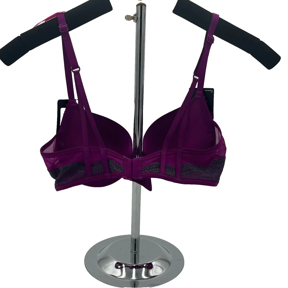 Maidenform Demi Coverage Push-Up-In Bra DM9900‎ 38B Purple & Gray In Satin Lace